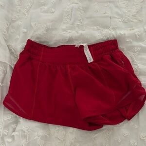 Red Lululemon Hotty Hot Athletic Shorts